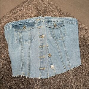 Button Front Tube Denim Top